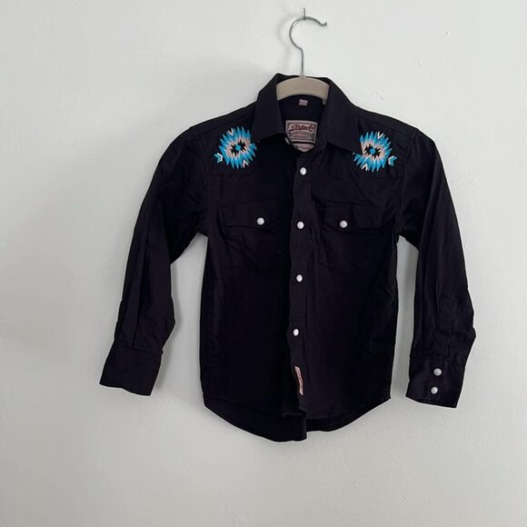 Rafter C Shirt Boys Size S Embroidered Pearl Snap Long Sleeve Cowboy Collection - Picture 1 of 8